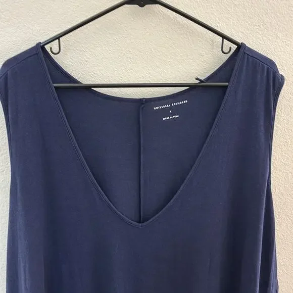 Universal Standard Pima Cotton Modal Navy Blue Tank V Neck Top L 22 Plus Size - Picture 3 of 9